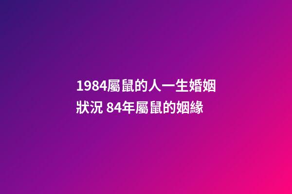 1984屬鼠的人一生婚姻狀況 84年屬鼠的姻緣-第1張-觀點-玄機派